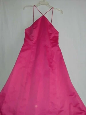 Vintage Dress  Size 11/12  Maxi Halter Top SATIN Formal Gown Tulle Lining Pink - Image 1 of 4