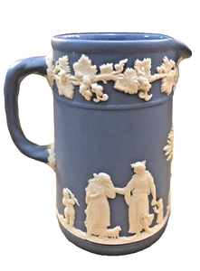 Wedgwood Cream Pitcher Blue Jasperware 4" Trojan Jug Small Perfect 1950s Iconic - Picture 1 of 4