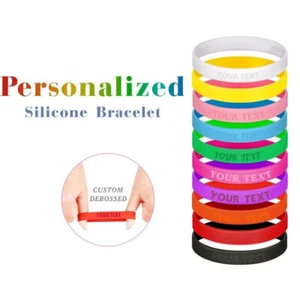 Custom Silicone Wristband Personalize Engraved Rubber Bracelets Events 1-4PCS  - Picture 1 of 37