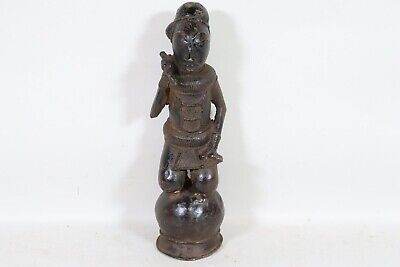 38 Cm Stammesfigur Krieger Stammeskunst Bronze Figur Benin Afrika (CY029) • 22.50€