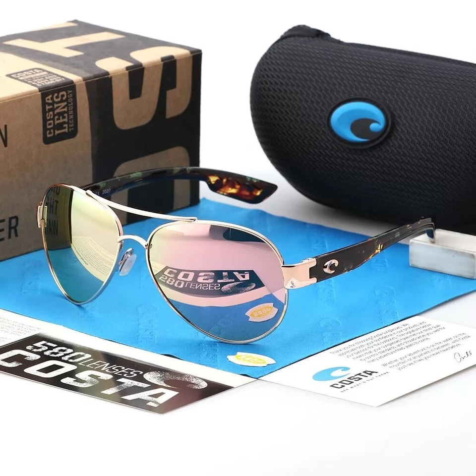 Gafas de sol Costa Del Mar South Point marco dorado rosa 580p espejo polarizado Foto 1 de 4