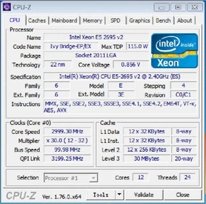 Intel Xeon E5-2695 v2 Twelve-Core Processor 2.4GHz 8.0GT/s 30MB LGA 2011 CPU - Picture 1 of 2