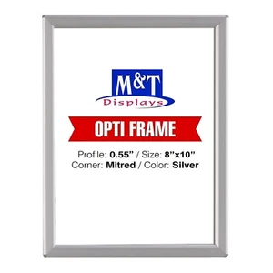 Opti Snap Poster Frame 0.55" Aluminum Front Loading Wall Mounting 8x10 Silver - Picture 1 of 9