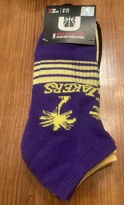 NBA Los Angeles LA Lakers Basketball NWT Low Cut Socks 3 Pairs Men’s - Image 1 of 4