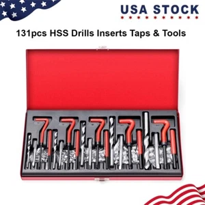 131Pcs Thread Repair Kit HSS Drill Helicoil Repair Kit M5 M6 M8 M10 M12 - Foto 1 di 6