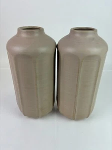 Lot of 2 - 13" Faceted Ceramic Vase Sunset Taupe - Hearth & Hand with Magnolia - Picture 1 of 11