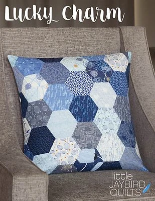 Lucky Charm Quilt Pattern ~ Hexagon 20" Pillow ~ uses Jaybird Hex N More Ruler - Image 1 of 4