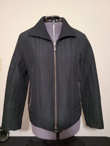 Womens Chicos Black Spring Bomber Jacket Zip Collar 1 Pockets Lined Zipper Cuffs - Picture 1 of 12