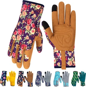 Leather Gardening Gloves for Women Thorn Proof Garden Gloves Touch Screen Workin - Picture 1 of 7
