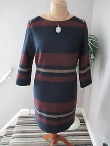PHASE EIGHT NAVY STRIPED DRESS SIZE 14 - Picture 1 of 4