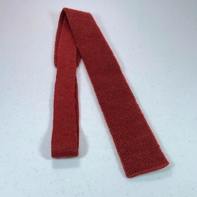 Vintage Mohair Wool Rooster Rufflernit Tie Knit Square End Mens Red Ruffler - Image 1 of 4