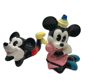 Mickey Mouse & Minnie Figurine 3.5" Made In Japan Walt Disney Production Disney - Picture 1 of 12