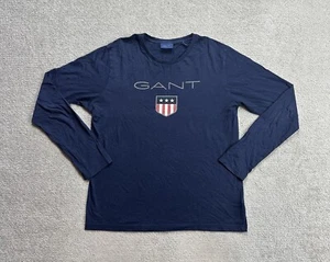 GANT Herren T-Shirt Langarm Gr. M Regular Fit Classic USA Logo 25012 Blau - Bild 1 von 8