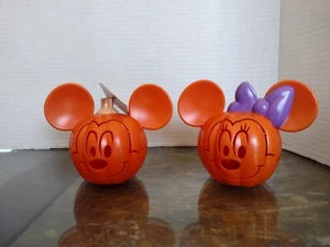 Mickey And Minnie Mouse Light Up Mini Pumpkin Set NWT 4" Halloween Disney New - Picture 1 of 10