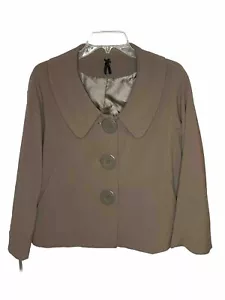 Lapis Jacket Women’s Size Large Khaki Blazer Cropped 3-Button Lined - Picture 1 of 12