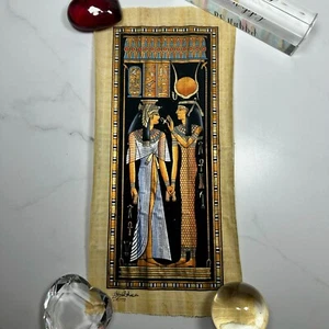 16 Zoll Vintage handbemalte ägyptische Göttin Kunst auf Papyrus signiert - Bild 1 von 11