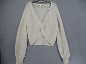 Seed Heritage Jumper Womens Small Beige Wool Alpaca Balloon Crop Twist Sweater - Picture 1 of 15