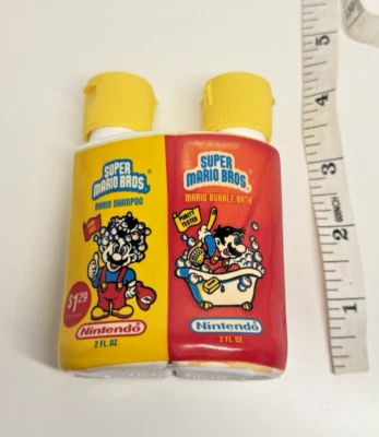Combo de champú baño burbuja Super Mario Brothers Nintendo 1990 2 oz sin usar Foto 1 de 4