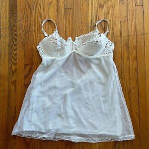 Victoria's Secret Very Sexy Balconette Babydoll White Sheer Lace Large Bridal