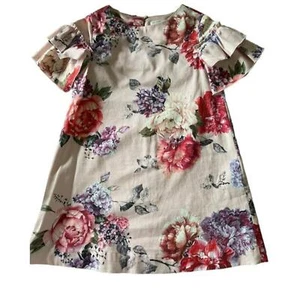 Zara Girls Pink Floral Puff Sleeve Dress A-line Size 5 Short - Picture 1 of 6