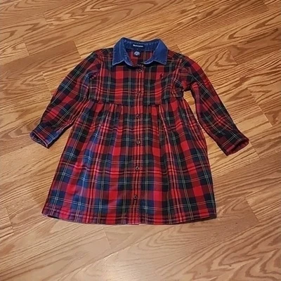 Ralph Lauren Girls Plaid Dress Rare Find size 5 Long Sleeve Y2K 100% Cotton - Image 1 of 4
