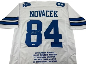 Jay Novacek Signed Autographed White Stat Jersey JSA COA Dallas Cowboys Legend! - Picture 1 of 1
