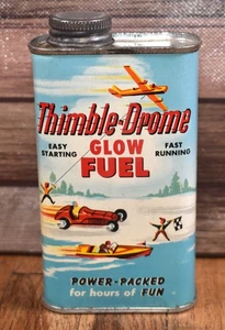 De colección Cox Thimble Drome Resplandor Combustible 1/2 Pinta Publicidad Lata Coche de Carreras Barco Avión - Imagen 1 de 6