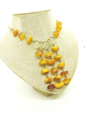 antike russische Bernstein Kette Art Deco Butterscotch Amber Quaste Fransen - Bild 1 von 4