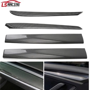 Front Door Panel Armrest Cover +Dashboard Cover Carbon Fiber For Tesla Model 3 Y - Picture 1 of 12