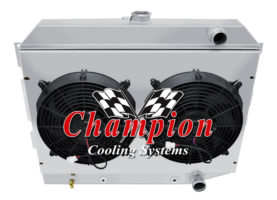 KR Champion 3 Row Radiator,12" Fans,Shroud for 1968-1973 Dodge Charger Hemi Eng - Image 1 of 4