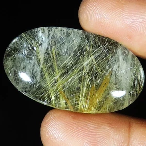 Natural Golden Rutile Quartz Oval Cabochon Gemstone 70.55 CT 23x40x8 mm LM-39 - Picture 1 of 7