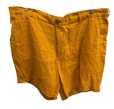 Pantalones Cortos Tasso Elba Para Hombre Amarillo Lino Frente Plano Talla 44 Foto 1 de 4