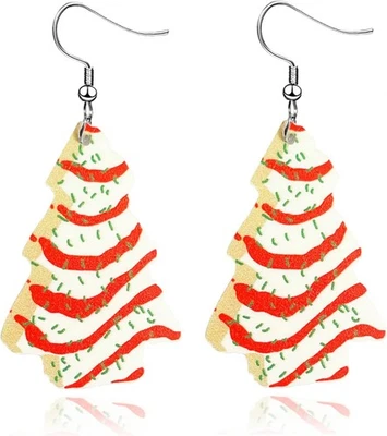 Pendientes de Navidad para Mujer,Pastel de Árbol de Navidad Acrílico... Foto 1 de 4
