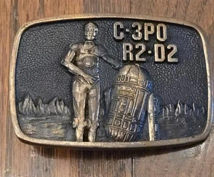 C-3PO R2-D2 DROID C3PO R2D2 / VINTAGE BELT BUCKLE / STAR WARS / LICENSED PRODUCT - Picture 1 of 3