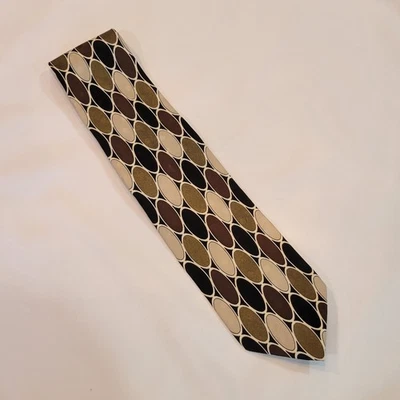 Corbata de seda vintage con patrón ovalado Bachrach • 59×4" • Hecha en Italia •  Foto 1 de 4