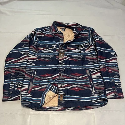 New Ariat Fleece Jacket Men Chimayo Sherpa Shacket Aztec Western Cowboy-M-D1-3 - Image 1 of 4