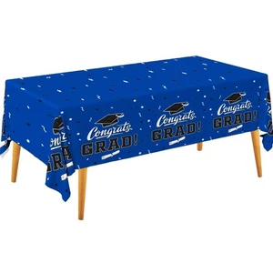 Elegant Graduation Table Covers 2025 - Pack of 3 Waterproof Blue 54"x108" - Picture 1 of 8