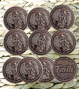 Faith Religious Guardian Angel Coin (10 Pack) Pocket Coin 1" 3D Design! - Picture 1 of 4