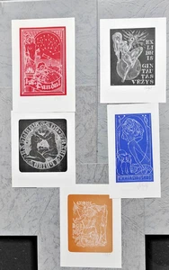 Exlibris Exlibris Exlibris Frau Dame Akt Konvolut 5 Kunst Jakstas, SIGNIERT - Bild 1 von 1