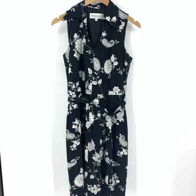 Donna Ricco black white print sleeveless shirt dress, Size 10 - Image 1 of 4