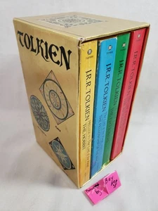 Lord of the Rings Tolkien Complete 4 Book Paperback Box Set gold 1982 Ballantine - Picture 1 of 21