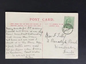 GB 1900s WHITEPARISH SINGLE RING PMK ON POSTCARD TO WINCHESTER - Picture 1 of 2