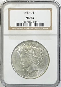 1923 Peace Silver Dollar MS63 NGC - Picture 1 of 2
