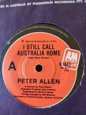 Peter Allen "I Still Call Australia Home" 1980 A&M Oz 7" 45rpm Foto 1 de 2