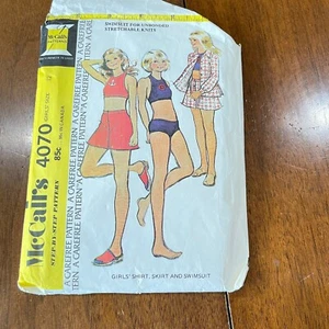 vintage sewing pattern mccalls girls 12 dreskirt skirt swimsuit 4070 70s - Picture 1 of 5