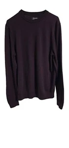 Nordstrom Mens Crewneck Sweater Large Dark Purple Merino Wool Minimalist  - Picture 1 of 10