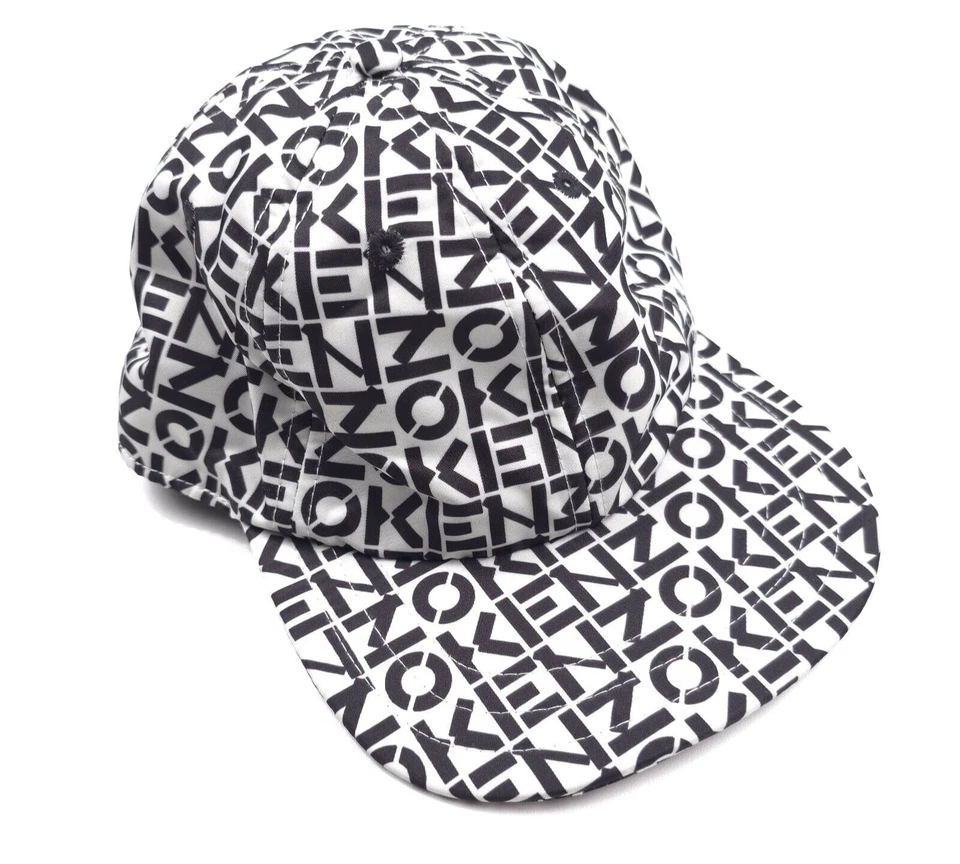 Boné masculino KENZO branco e preto com estampa de logotipo fecho traseiro tamanho único serve para todos - Imagem 1 de 4