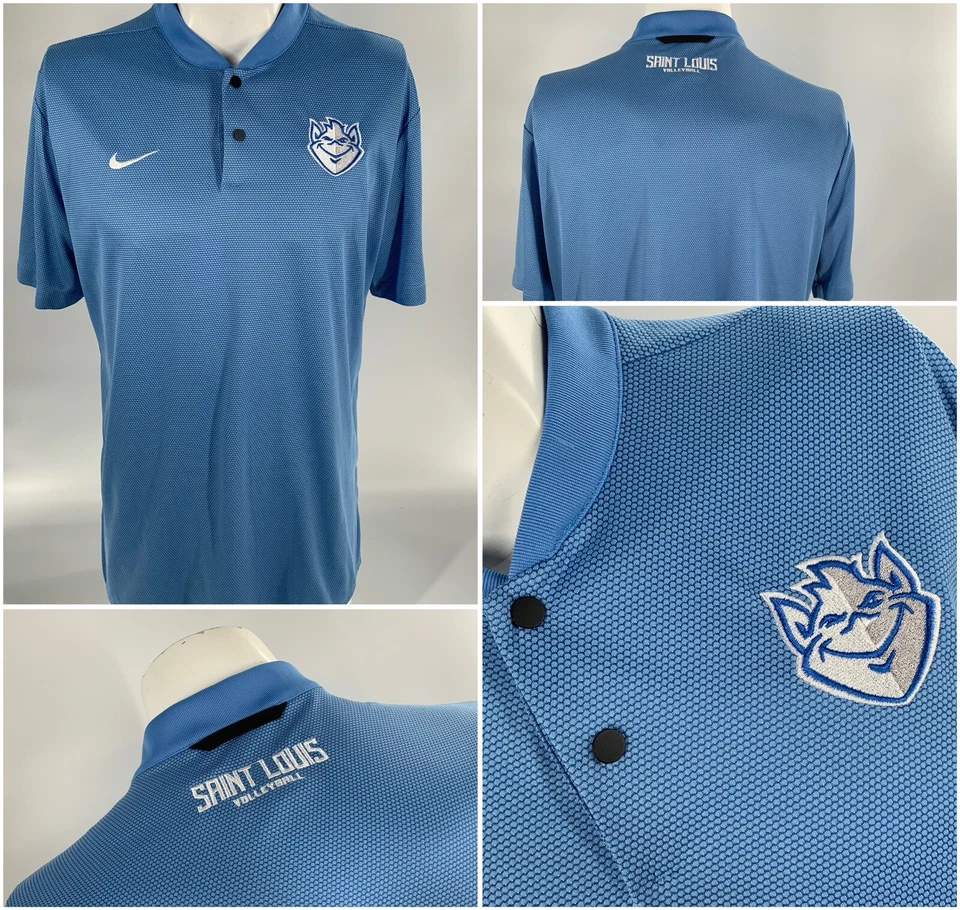 St. Louis Billikens Nike Dri Fit Snap Polo мужчин M синий волейбол новом YGI F3-310 - Изображение 1 из 4