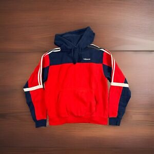 Vintage Adidas Hoodie Sweatshirt Red USA American Flag Colors Navy Blue Size L