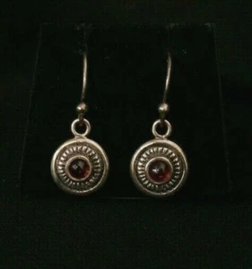 Trendy Vintage Sterling Silver Red Stone Dangle Earring Set. Make Offer #1412 - Picture 1 of 5